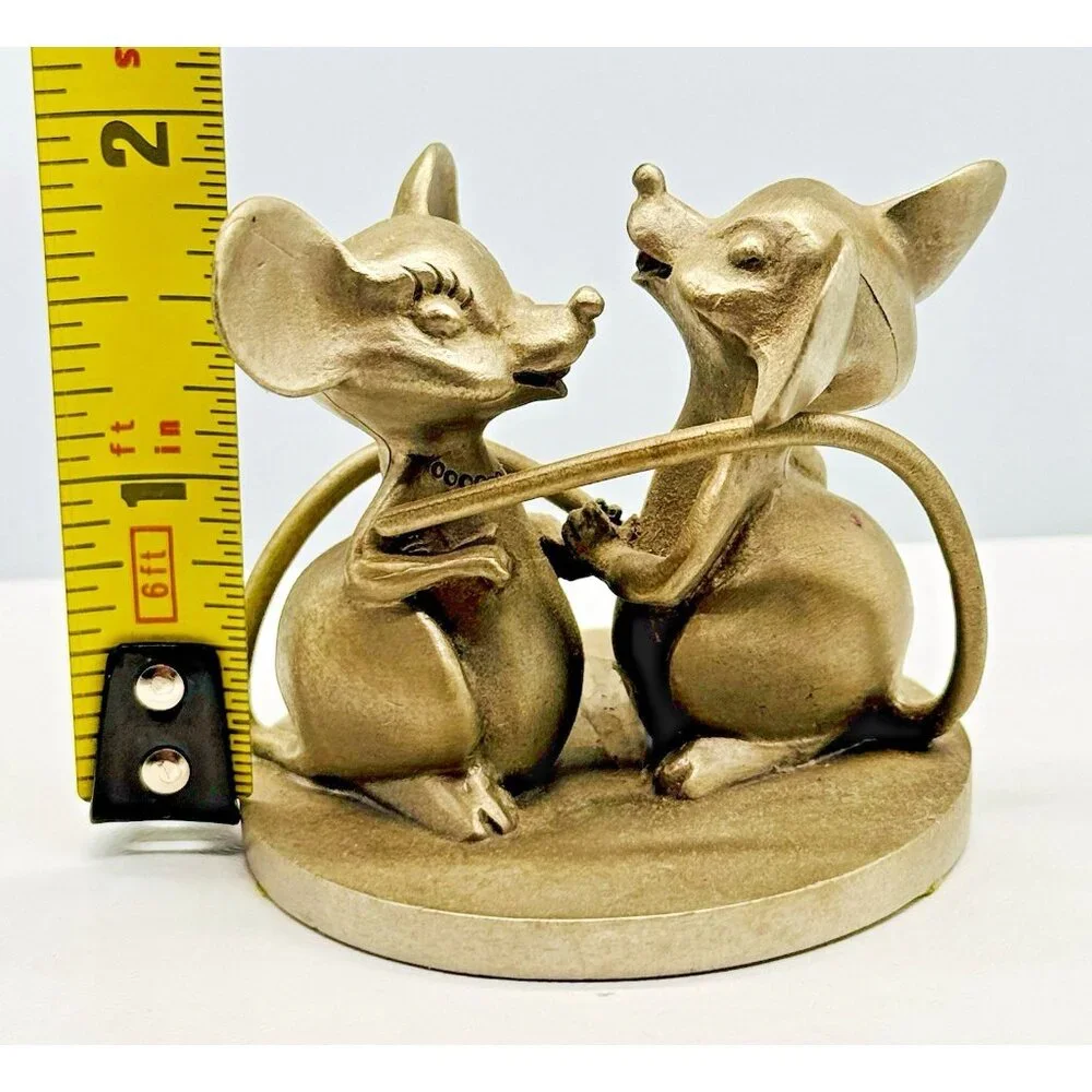 Hudson Pewter Dancing Mouse Mice Figurine Fine Love Couple USA Vintage 1.75 inch